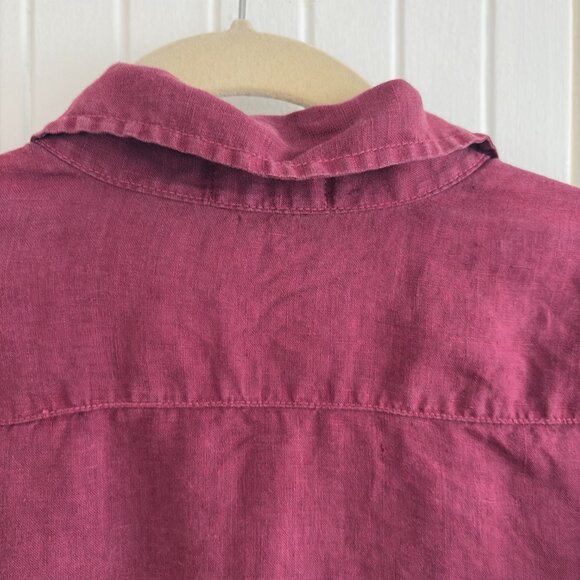100% Linen Garnet Red Button Down Shirt - Picture 8 of 13